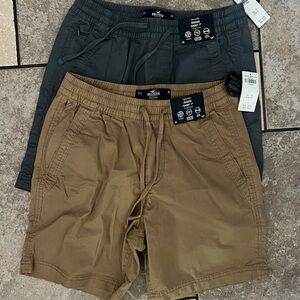 Hollister Men's Athletic Shorts - Tan and Dark Gray
